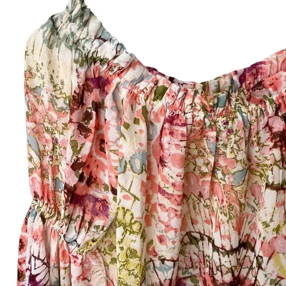 NWT Live 4 Truth Floral Boho Hippie Bell Sleeves Cropped Off Shoulder Flowy XS - Picture 4 of 15